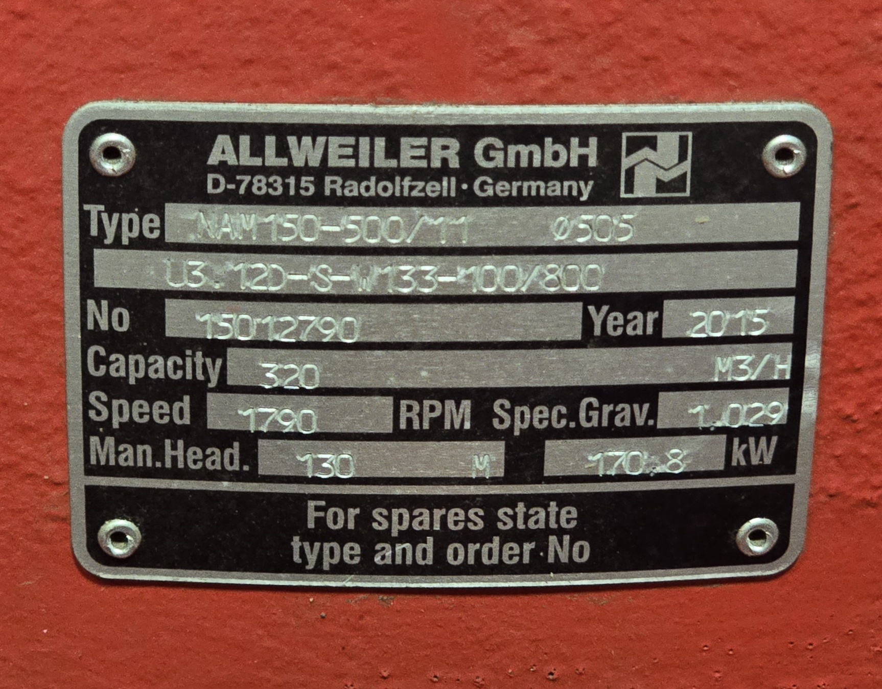 ALLWEILER NAM 150-500/11 Marine Centrifugal Vertical Pump - Image 4