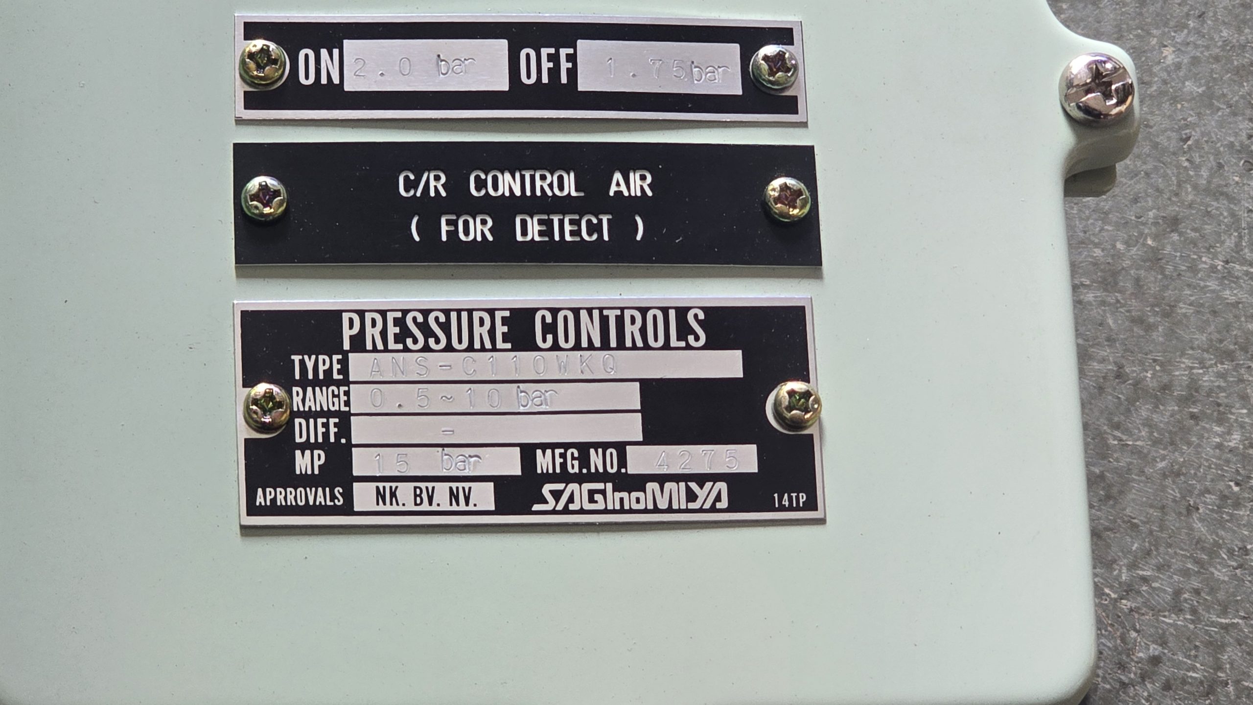 Saginomiya Pressure Control Switch ANS-C110WKQ (New/Unused) - Image 4