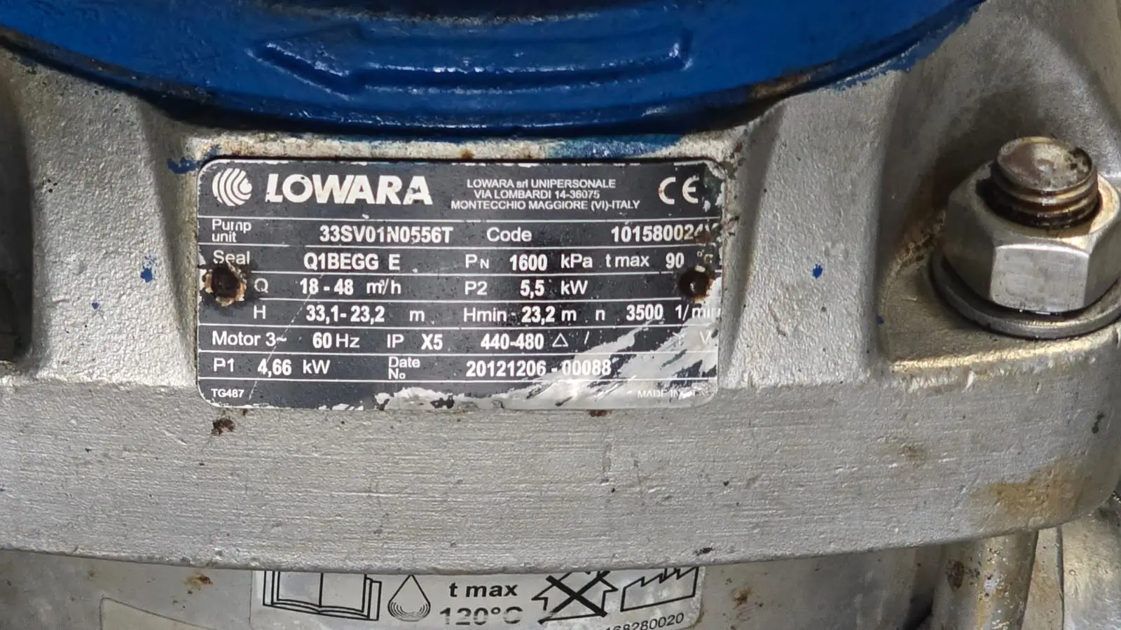 Lowara 33SV01N0556T Water Mist Pump.